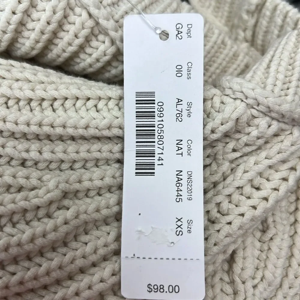 J. Crew AL762 Natural Ribbed crewneck sweater size XXS NWT